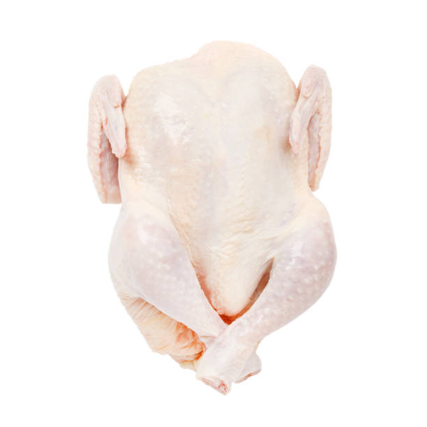 istock Whole broiler chicken meat on a white background. 1411031601