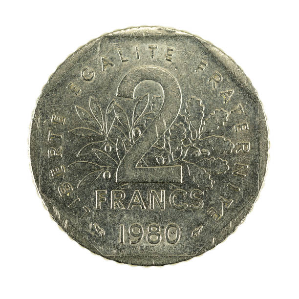 istock 2 french franc coin (1980) obverse isolated on white background 1411031895