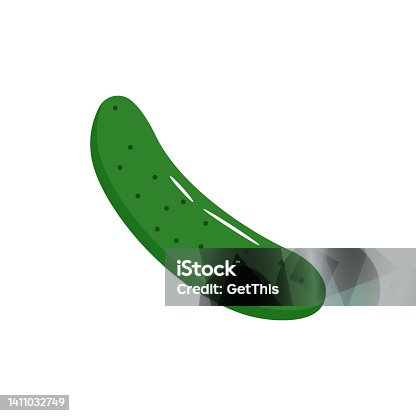 istock Cucumber vegetable vector icon colored EPS 10..... Cucumber flat illustration...Farm market product. Vegetarian food.... Fresh healthy organic food... Crop concept for vegan. Isolated on white. 1411032749