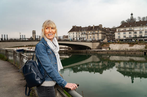 River watching beside the Marne River at Chateau Thierry, France.