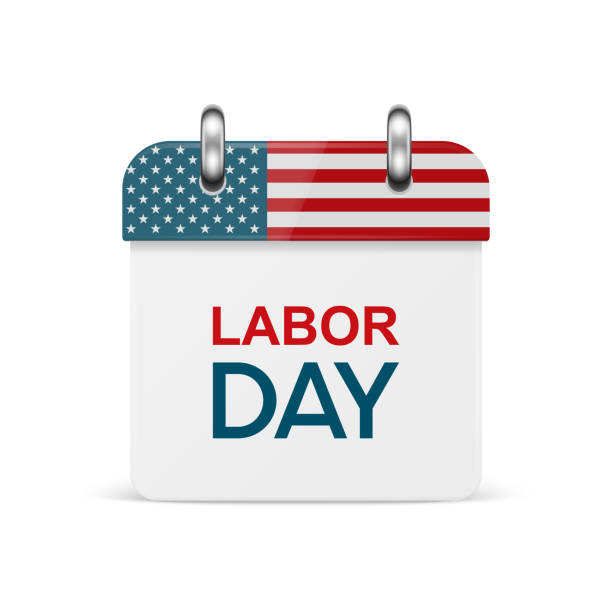 istock Vector 3d Realistic Labor Day Paper Classic Simple Minimalistic Calendar with US Flag Colors Icon. Design Template for Labor Day Card, Banner, Wall Calendar, Background 1411034159