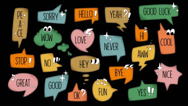 Vector illustration of Retro Speech Bubbles With Eyes