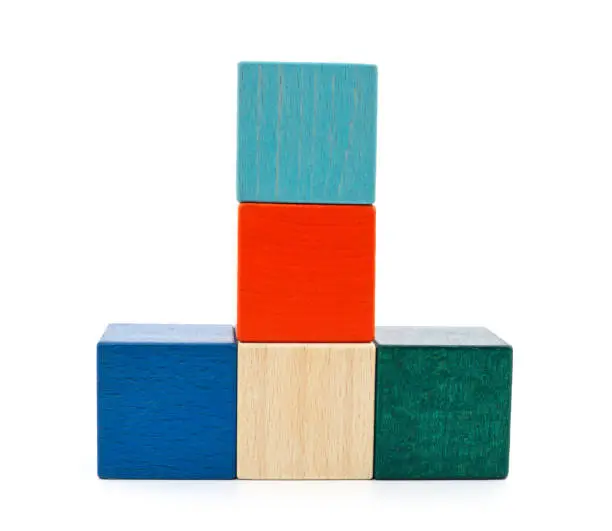 Photo of Wooden square cubes.