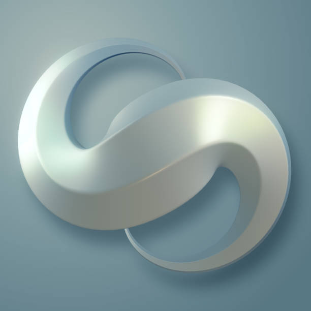 istock Digital illustration of white curved Mobius strip. Optical illusion modern art. 3d rendering 1411036575