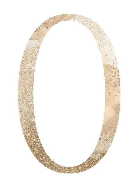 istock Pastel light Golden number 0 isolated illustration, glitter holiday design element 1411037484