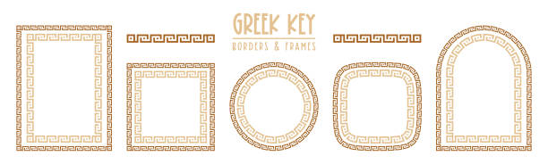 ilustrações, clipart, desenhos animados e ícones de quadros-chave gregos e bordas de coleta. meandro antigo decorativo - mosaic greek culture mythology ancient