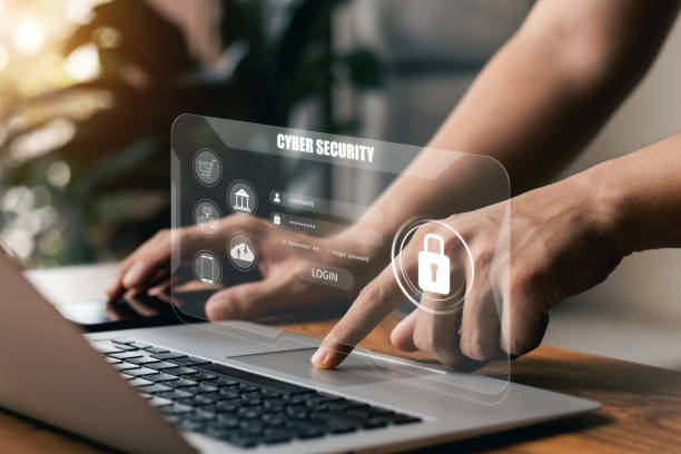 istock Concept of cyber security, user type login, and password, keeping user personal data safe, encryption, secure internet access, cyber security. 1411038872
