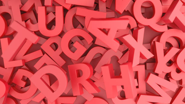 istock Pile of red 3d alphabet letters on a red background, flat. 1411040870