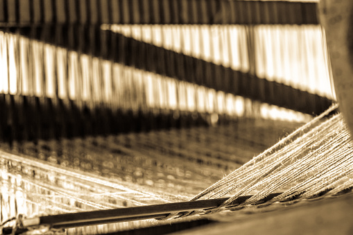antique weaving loom - close up - photo