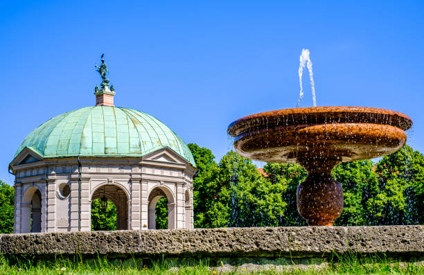 historic buildings at the hofgarten park in munich - diana pavilion imagens e fotografias de stock