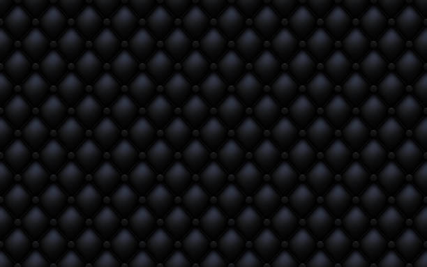 Black buttoned luxury leather pattern with black diagonal sewing stitch. Vector premium background diamond shape elements. Luxury pattern for page fill, wrapping paper, wallpaper Black buttoned luxury leather pattern with black diagonal sewing stitch. Vector premium background diamond shape elements. Luxury pattern for page fill, wrapping paper, wallpaper. leather backgrounds textured suede stock illustrations