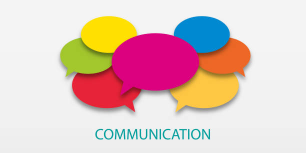 istock Vector illustration of communication concept. Word communication with colorful dialog speech bubbles. Paper cut style on white isolated background. Community concept 1411047083