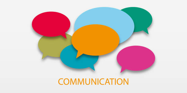 istock Vector illustration of communication concept. Word communication with colorful dialog speech bubbles. Paper cut style on white isolated background. Community concept 1411047089
