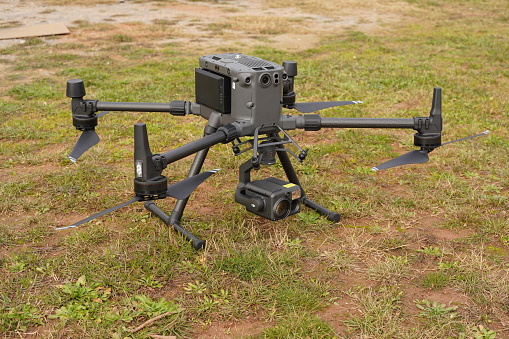 Barcelona, Spain; April 7 2021: Dji Matrice 300 rtk, with Zenmuse H20T, professional drone survillance