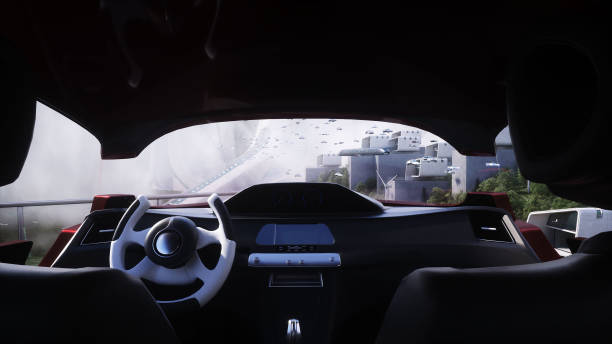 istock Futuristic city. flying car traffic. megapolice. Future concept. 3d rendering. 1411050046