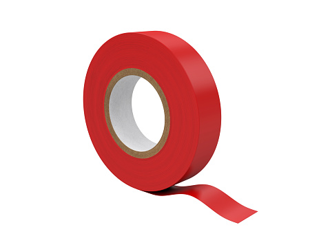 Set of different colorful adhesive tapes isolated on white background.