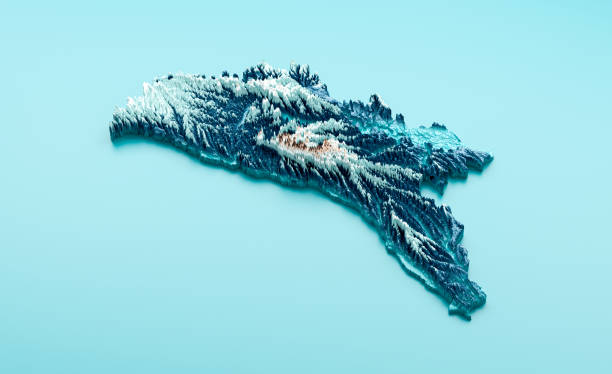 istock Topographic Moldova Map Hypsometric Elevation tint Spectral Shaded relief map 3d illustration 1411054628