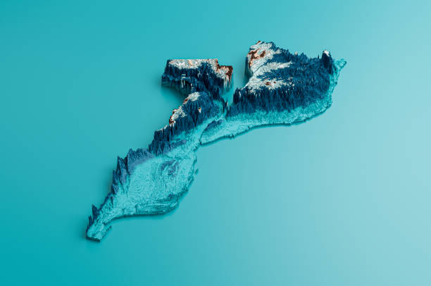 istock Topographic Mozambique Map Hypsometric Elevation tint Spectral Shaded relief map 3d illustration 1411054681