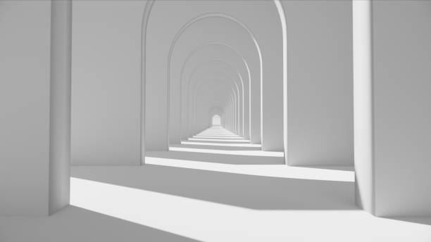 istock Arch door hard light and shadow white color. 1411055711