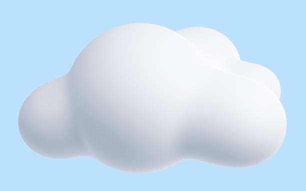 istock White cloud cartoon 3d render - soft fluffy round-shaped clouds on blue pastel background. 1411058633