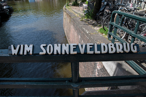 Bridge Sign Wim Sonneveldbrug At Amsterdam The Netherland 17-6-2022