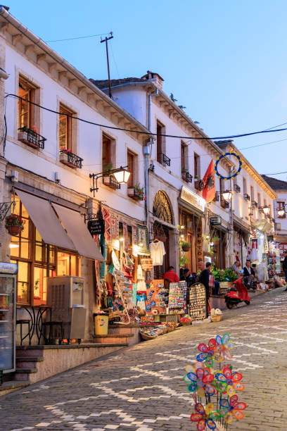 istock Gjirokaster street life at dusk 1411062426