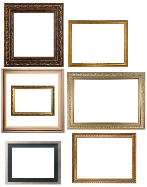istock Collection of various antique frames on white background 1411062565
