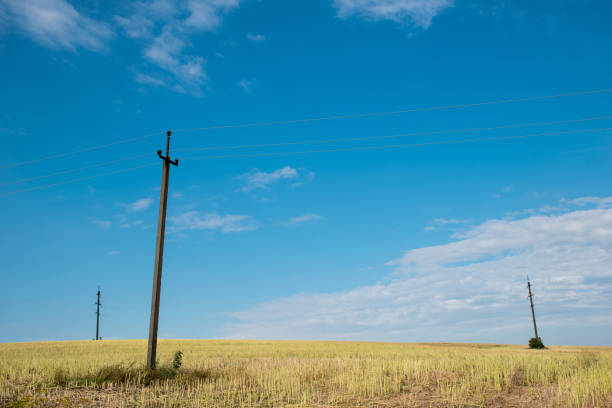 istock Countryside landscape with three vintage poles 1411063943