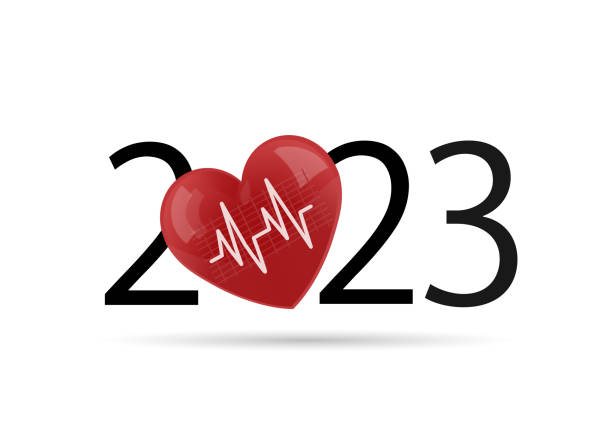 2023 mit herz und herzschlag-symbol - fürsorglichkeit grafiken stock-grafiken, -clipart, -cartoons und -symbole