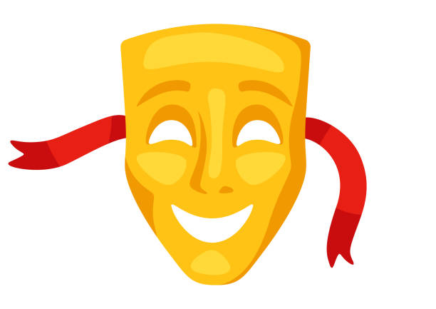 Illustration of comedy mask. Traditional symbol. Image for theatrical performance. Illustration of comedy mask. Traditional theatre symbol. Image for theatrical performance. video charades stock illustrations