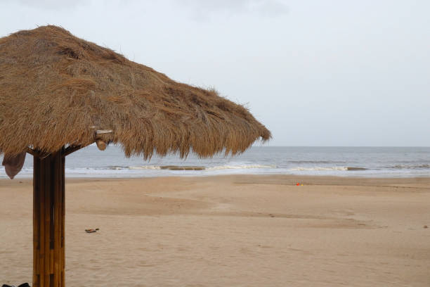 Beautiful landscape of sea ghoghla beach in diu and daman, Straw Umbrella the Beach for Summer Vacation Topic, Concept Lifestyle for Leisure Travel, beach life, holiday, resort, summer, vacation Beautiful landscape of sea ghoghla beach in diu and daman, Straw Umbrella the Beach for Summer Vacation Topic, Concept Lifestyle for Leisure Travel, beach life, holiday, resort, summer, vacation diu island stock pictures, royalty-free photos & images