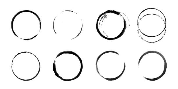 illustrations, cliparts, dessins animés et icônes de taches vectorielles noires du cercle de la tasse à café. anneau rond grunge tache - tea stain