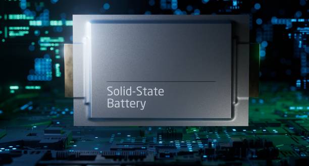 istock Solid State Battery for EV Electric Vehicle, new research and development batteries with solid electrolyte energy storage for automotive car industry 1411072760
