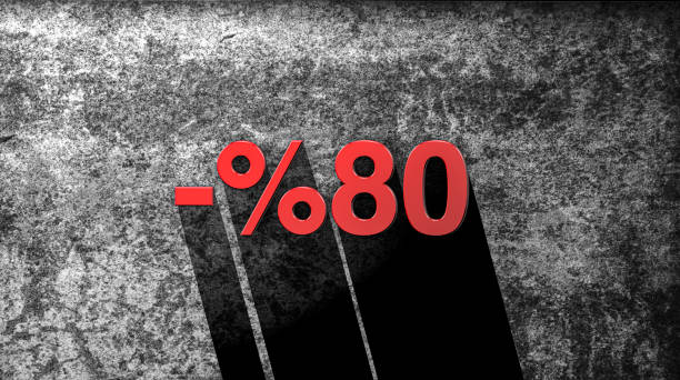istock Red 80% discount Text on the Wall 1411079832