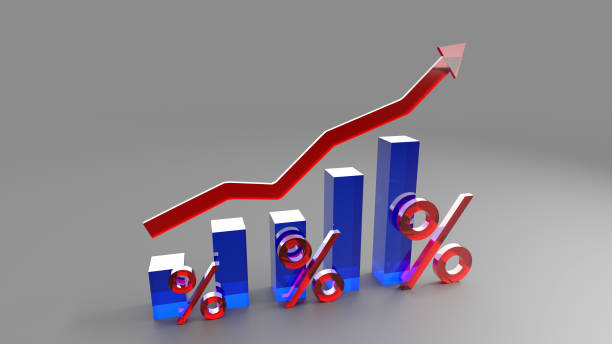 istock 3D Bars and Graph made of glossy glass or plastic depicting Inflation. 1411079931