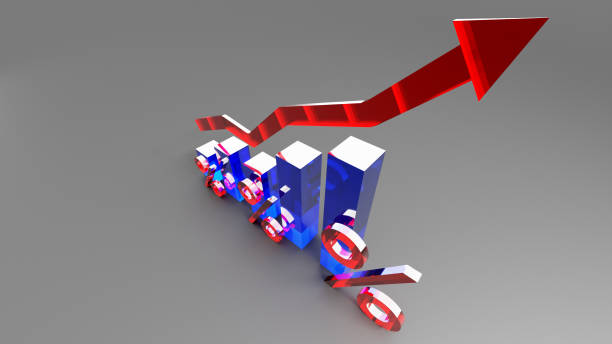 istock 3D Bars and Graph made of glossy glass or plastic depicting Inflation. 1411079934