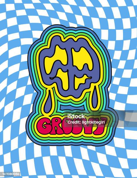Groovy Word On Checkered Background Stock Illustration - Download Image