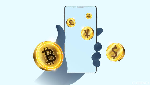 istock Abstract hand holding phone bitcoin technology cryptocurrency and fintech phone buy and sell crypto operations Connect block, data transmission, new technology system, Vector illustration. 1411082872