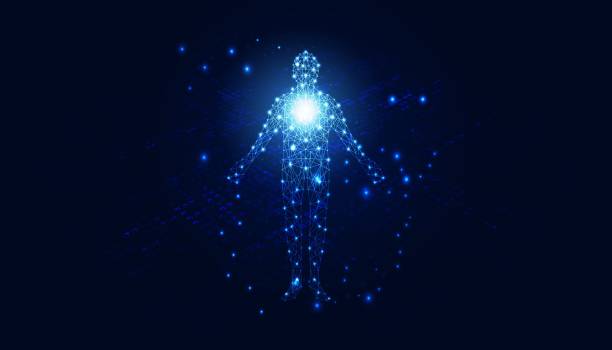 istock abstract technology futuristic concept of digital human body AI digital interface future design on hi tech background. 1411082891