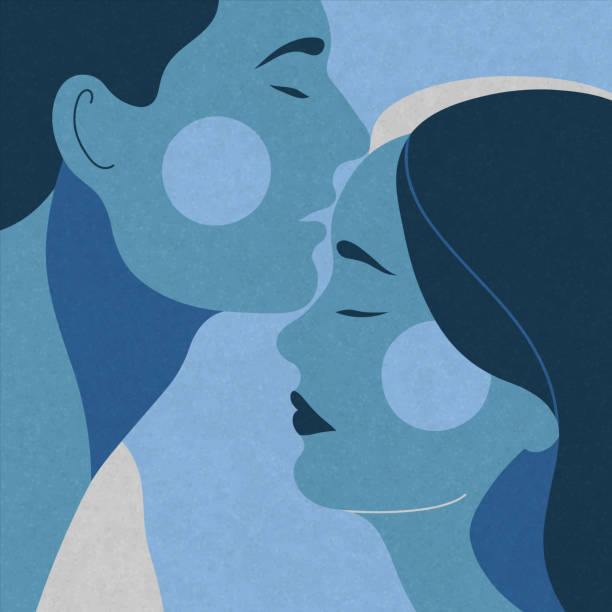 ilustrações, clipart, desenhos animados e ícones de casal apaixonado - love husband kissing illustration and painting