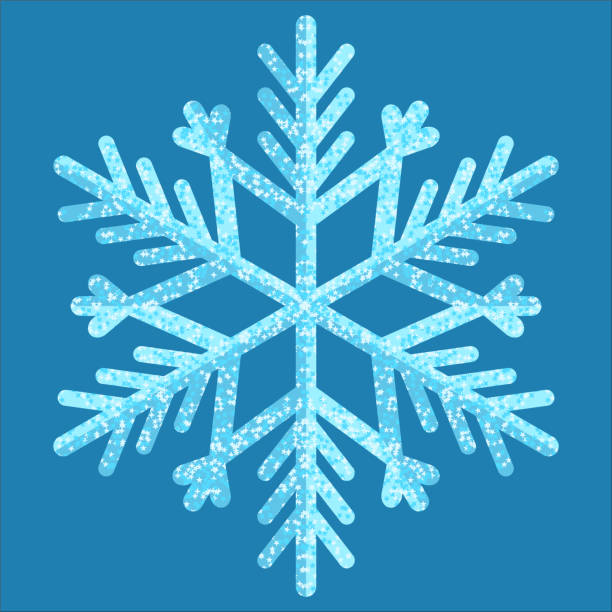 блестящая светло-голубая хрустальная снежинка - frosted glass glass textured crystal stock illustrations