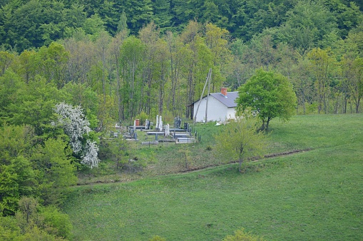 small village church and cemetery