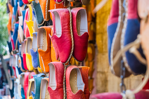 Traditional hand made leather shoes in Gaziantep