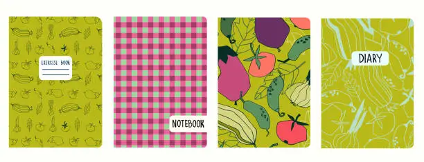 Vector illustration of Cover page vector templates with vegetables. Headers isolated and replaceable