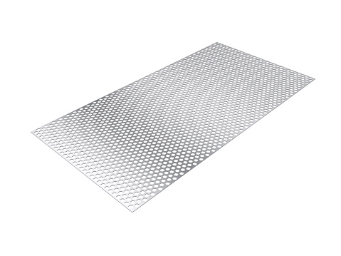perforated sheet, 3D rendering, isolated on white background, illustration