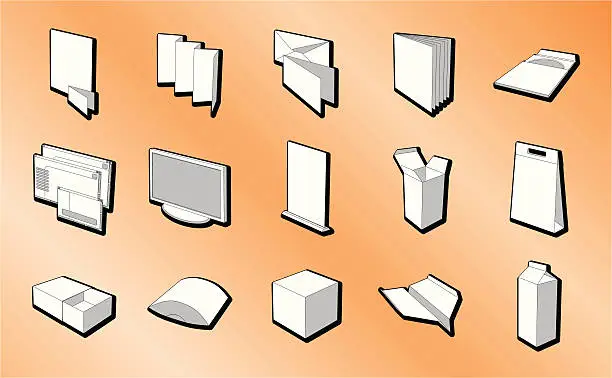 Vector illustration of media icons on orange gradient