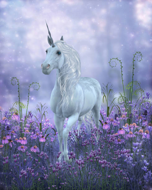istock Unicorn with Purple Flowers 1411098794