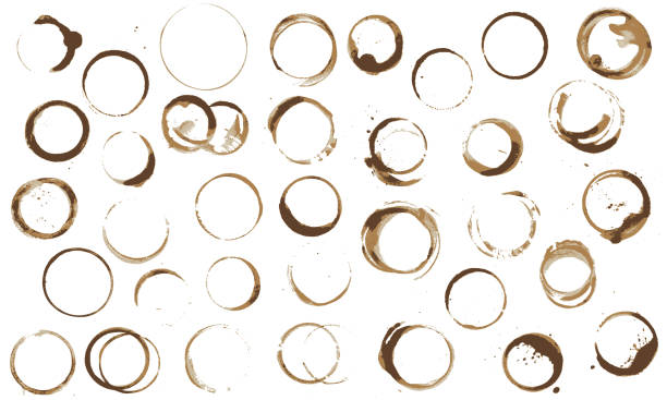 stockillustraties, clipart, cartoons en iconen met coffee cup stain marks - espresso