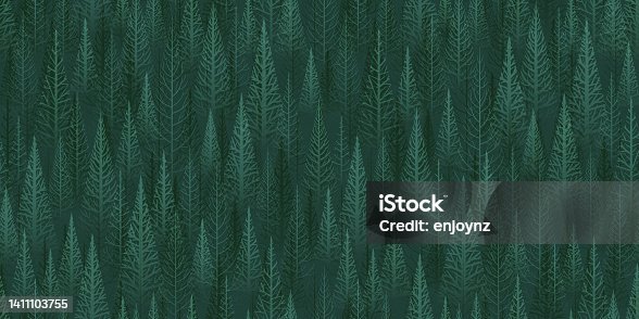istock Seamless green forest background 1411103755
