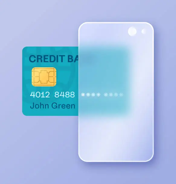 Vector illustration of Credit Card Mobile Shopping Secure Encryption Privacy